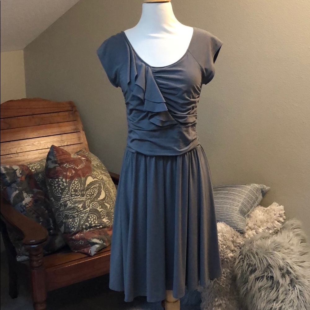Garnet Hill summer dress xs gray capped sleeve